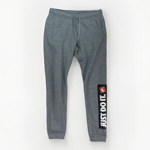 Small Nike Sportswear Fleece‎ Joggers Mens Gray Tapered Sweatpants Just Do It